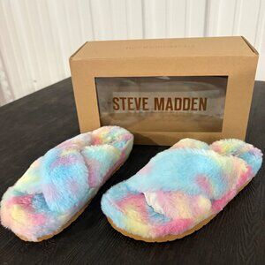 BRAND NEW Steve Madden light blue tie-dye wedge slippers- Size 7